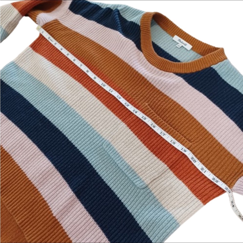 Madewell Crewneck Cotton Long Sleeve Striped Multicolored Winter Sweater Top - Picture 6 of 7